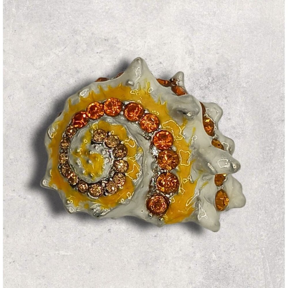 Brooch Pin Snail Shell Shape Yellow Color Decorated Artificial Stones Rhinestone - Picture 5 of 8